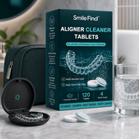 Tablet Pembersih Gigi Tiruan 120, Smile Find Remove Plaque, Logo Custom, Rasa [sesuaikan rasa], Mouthguard Aligner Retainer Cleaner