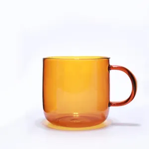 Personalizado de alta calidad de borosilicato de color claro para beber café taza de vidrio de color tazas