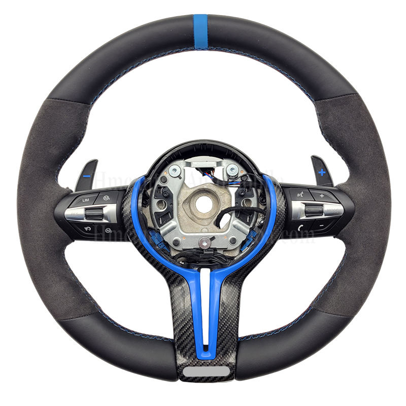 Alcantara+smooth leather+blue stripe+blue stitchin