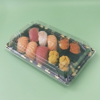 Boîte à sushi transparente jetable avec impression personnalisée, conteneur rectangulaire à emporter avec couvercle à fermeture sécurisée
