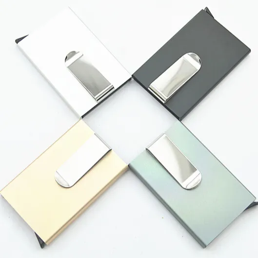 Carteira minimalista rfid, carteira masculina e feminina feita em alumínio com clipe slim, preço barato 2022