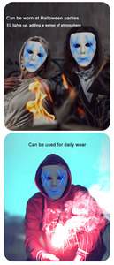 Vente chaude Anonymous Guy Fawkes PVC Masque Hacker Halloween Party Horror Style avec EL Wire pour les événements à thème de vacances Fêtes LED - Product Image 6