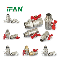 Robinet à boisseau sphérique IFAN en laiton, à passage plein, filetage BSP NPT 1/2"-1-1/4" pour l'alimentation en eau et la plomberie