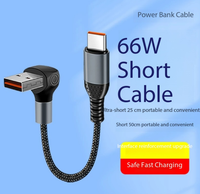 Kabel Data Pengisian Daya 90 Derajat, Kabel Pendek 6A 0.25 0.5M, Kabel USB Tipe A ke Tipe C, Kabel Power Bank Cepat untuk Ponsel