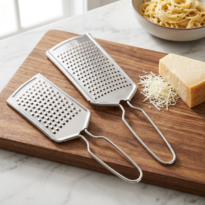 Handheld Premium Stainless Steel Flat Grater <b>Set</b> 2-Piece Manual Metal <b>Tool</b> for Cheese Vegetables Fruits Spices - Product Image 3