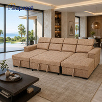 Großes Konvertierbares Schlafsofa mit Stauraum Ausziehbare Couch U-förmige Chaiselongue Multifunktionales Wohnmöbel