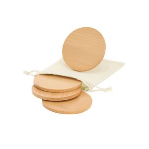 Juego de 4 Posavasos Redondos de Bambú de 7 cm de Diámetro con Logotipo Grabado Personalizado al por Mayor, Accesorios para Bar, Vino, Hotel, Restaurante y Cocina - Product Image 3