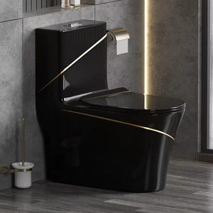Baño de lujo Inodoro negro Gran diámetro Súper remolino Flushing Estilo moderno <span class=keywords><strong>Toiler</strong></span> de una pieza para apartamentos Colorido - Product Image 6