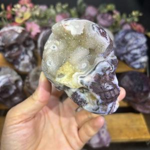 All'ingrosso natura di cristallo Fluorite teschi Druzy <span class=keywords><strong>con</strong></span> Sphelarite pietre curative <span class=keywords><strong>viola</strong></span> Fluorite teschi scolpiti per la decorazione - Product Image 4