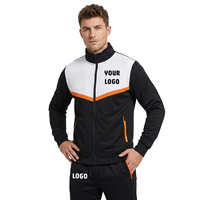 Ensemble de survêtement sportif d'hiver pour homme, veste zippée intégrale, poches latérales, polyester respirant, vêtements décontractés, logo personnalisé