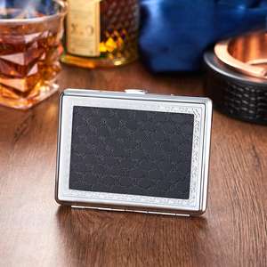 Étui à cigarettes en métal de texture en <span class=keywords><strong>cuir</strong></span> de 20 capacités résistant à l'écrasement et à l'eau - Product Image 3