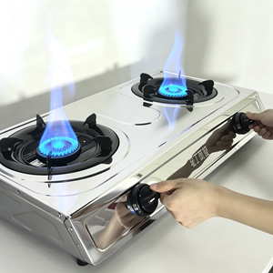 Fornello a <span class=keywords><strong>Gas</strong></span> a Doppio Bruciatore in Acciaio Inox, Personalizzabile con Logo ODM, Compatibile con GPL o <span class=keywords><strong>Gas</strong></span> Naturale, Supporto Antiscivolo, Fiamma Stabile - Product Image 3