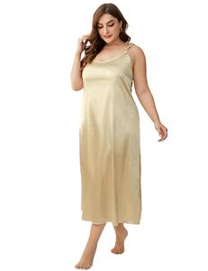 Vestido <span class=keywords><strong>de</strong></span> Dormir Transpirable para Mujer, Verano, Tela Satén, Tirantes Finos, Camisola Midi, Ropa Cómoda para el Hogar, para Figuras Curvilíneas, Compra al por Mayor - Product Image 1