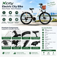 Vélo électrique de ville 48V 250W, 26 pouces, avec batterie lithium amovible, frein à disque Shimano 7 vitesses, OEM, directement de l'usine