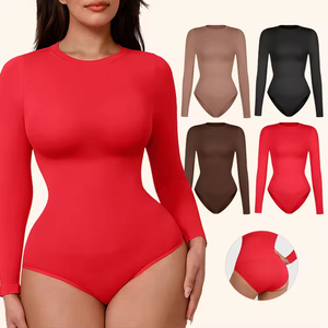 Custom Logo Long Sleeve <b>Bodysuit</b> Comfortable Body Shaper Tummy Control <b>Shapewear</b> Seamless <b>Shapewear</b> <b>Bodysuit</b> for Women - Product Image 1