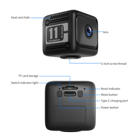Mini caméra sans fil W11, caméra de sécurité portable avec batterie 1600mAh, prise en charge de la carte TF 128 Go pour la maison et le bureau