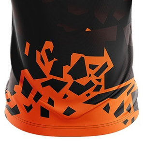 Polo sublimé pour homme, noir et orange, imprimé géométrique, anti-humidité, manches courtes, coupe classique, maillot de cricket sportif pour adulte - Product Image 6