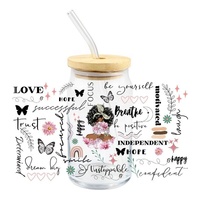 Venta caliente Uv Dtf Stickers Listo para transferencias para 16 20Oz Tazas Botellas Black Girls Impermeable Uv Dtf Cup Wrap Calcomanías