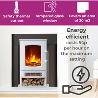 Cheminée électrique autoportante en métal à LED effet flamme, chauffage 2000W, télécommande et contrôle par application, pour usage domestique et hôtelier – Grande Vente au Royaume-Uni
