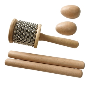 Venta al por mayor de cabasa de madera, claves y shaker de huevo 3 en 1, instrumento de percusión para paquete de instrumentos musicales preescolares - Product Image 5