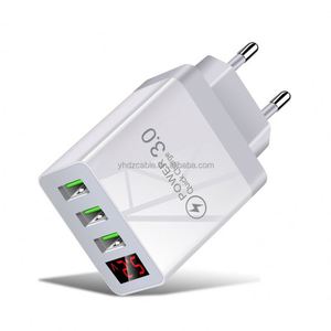 Manufacturer Wholesale 3-Port USB Wall Charger with Digital Display for Fast Charging <b>UK</b> EU US <b>Plug</b> Head - Product Image 3