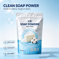 Poudre à lessiver, poudre à laver douce à faible mousse pour les vêtements de la maison, 1,5 kg par sac