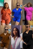 Setelan Celana T26634 dengan Kaos Berkualitas Wanita Kasual 2 Potong Set Atasan dan Celana Pendek untuk Pakaian Sehari-hari Musim Panas