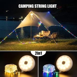 Lampe de camping solaire LED rechargeable par USB, étanche IP44, télécommande, câble de 10 m, 100 LED, lumière chaude + RGB, faisceau à 360°, haute luminosité - Product Image 4