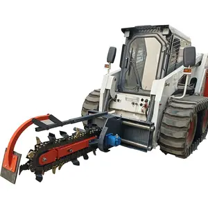 Skid Steer Loader Attachments Cable Laying Chain Trencher Attached with Mini Skid Steer Loader Continuous Trenching Machine