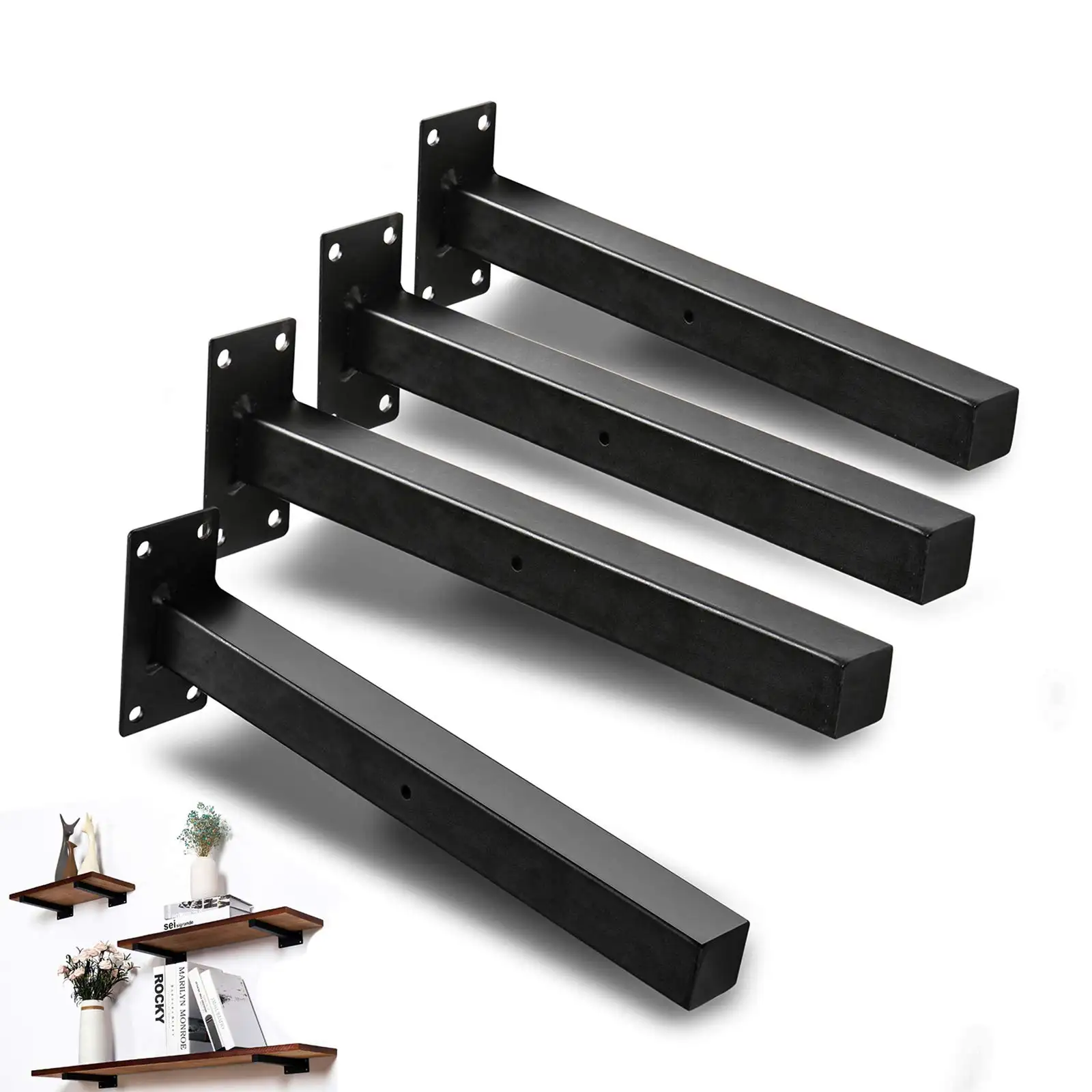 Soportes de Metal flotante para estante de pared, soporte de estante de alta resistencia para mesa, banco de trabajo, ahorro de espacio, bricolaje, 8 pulgadas