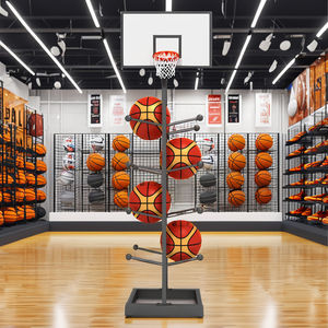 Espositore per Giocattoli da Basket Indoor in Metallo Cromato Nero, Arredamento per Negozi Sportivi e di Giochi, Produzione all'Ingrosso - Product Image 2