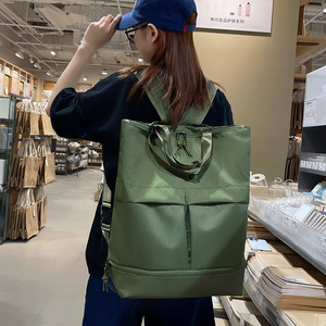 Sac à dos unisexe de grande capacité, couleur unie verte, sangle détachable, poche intérieure à fermeture éclair, pour les voyages de loisirs, été 2023 - Product Image 1