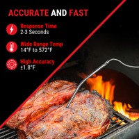 Termómetro para Barbacoa con Sondas de Alta Resistencia, Termómetro para Cocinar Alimentos en Horno y Parrilla con Temporizador
