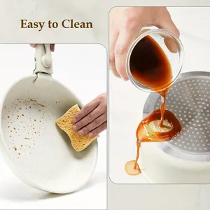 12 cái trắng Granite gốm không dính <span class=keywords><strong>Cookware</strong></span> <span class=keywords><strong>Set</strong></span> cảm ứng chậu chảo với thìa chiên chảo & saucepans - Product Image 6