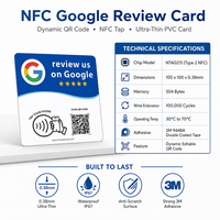 Kartu Ulasan Sosial NFC Ultra Tipis Stiker Meja Kode QR Dinamis Tanpa Kontak Ketuk untuk Ulasan Chip ISO14443A 215