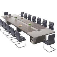 Grande table de conférence rectangulaire moderne pour plusieurs personnes, table de réunion de bureau avec gestion des câbles pour salle de réunion