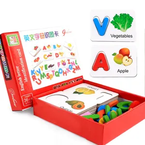 cognitiva juguetes educativos para niños pequeños Suppliers-Tarjetas de letras del alfabeto ABC para bebé, juguetes educativos cognitivos de frutas y verduras, juguetes de madera