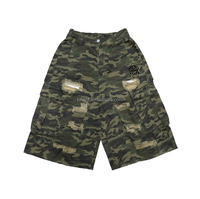 Shorts cargo camouflage pour homme, taille mi-haute, cordon élastique, poches déchirées, style streetwear, grande taille, bermudas