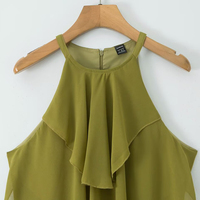 PB&ZA Robe Midi Femme Nouvelle Collection Été 2026, Style Plage Doux, en Chiffon Superposé Décoratif, Col Halter, Robe Vestidos