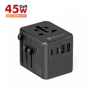 Wontravel mới nhất Mini 3AC PD QC3.0 45W phổ <span class=keywords><strong>travel</strong></span> <span class=keywords><strong>adapter</strong></span> với máy tính xách tay Khả năng tương thích và 3 Type-C cổng - Product Image 1