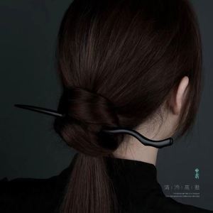 Épingles à cheveux en bois noir de style chinois, bâtonnets à cheveux tendance pour femmes, pinces à cheveux élégantes, accessoires de coiffure féminins, coiffes. - Product Image 3