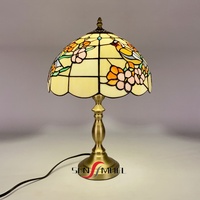 Lampe de table/bureau décorative LED rétro européenne 2026 Sensmuel, abat-jour en verre coloré découpé et soudé