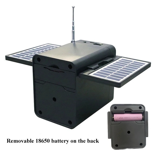 Portable FM Radio Solar Emergency Radio Receiver Built-in Speaker Mini Bluetooth Soundbar Support TF Card U