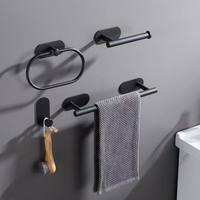 Sondoly Ensemble d'accessoires de salle de bain 4 pièces Porte-serviettes carré Porte-papier hygiénique Porte-serviettes et crochets pour serviettes