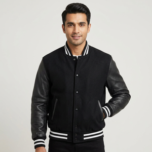OEM <b>Cheap</b> Price <b>Winter</b> Chenille Embroidery <b>Jacket</b> Letter Patches Leather Sleeves Letterman Baseball Varsity <b>Jackets</b> For Men - Product Image 1