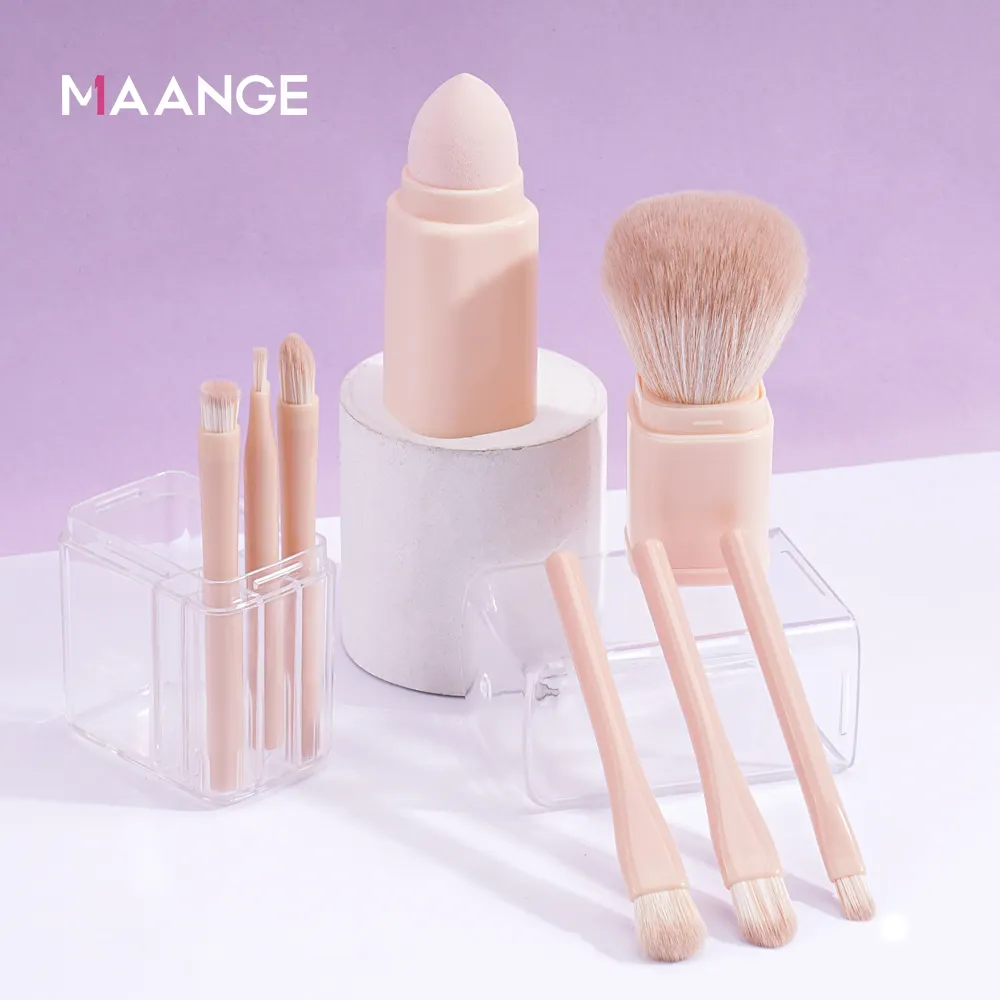 MAANGE Private Label Mini Pink Makeup Brushes Customized 8pcs Travel Set Makeup Brushes Set