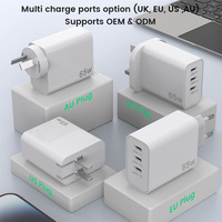 CE ETL Certifié EU Gan Chargeur 65W Triple Ports Type C Smart IC Safe Charge Adaptateur mural pour ordinateur portable Iphone
