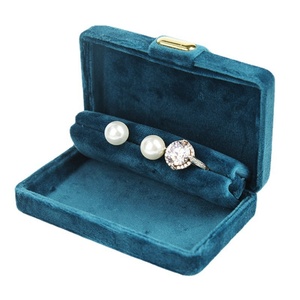 High Quality Luxury Velvet Flip Top Jewelry <b>Gift</b> <b>Box</b> Golden Buttons Customizable Logo Square Design Valentine's Day Edition - Product Image 6