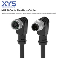 Câble Fieldbus M12 B Code 4 broches mâle-femelle avec connecteur surmoulé à 90 degrés