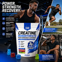 Gummies de créatine monohydrate OEM ODM pour le soutien de l'entraînement et la croissance musculaire, saveur fruitée, complément alimentaire